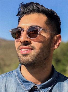 极速圆形文艺复古太阳镜男 欧美时尚流H行炫酷潮流墨镜女 清偏光