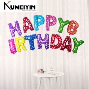 Birthday Happy Foil Balloons Alu 极速1set Letter Colorkful
