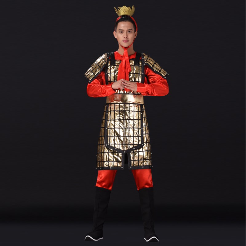 极速新品士兵盔甲演出p服装古装服装男将军战袍古代士兵盔甲演出