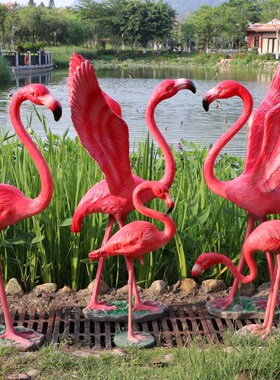 极速玻璃钢户外仿真火烈鸟雕塑z园林景观小区商场店铺橱窗水池装