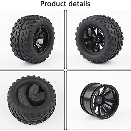 极速4X RC 1/10 Scale Monster TrucDk Tires Gravel Tread w/ 5