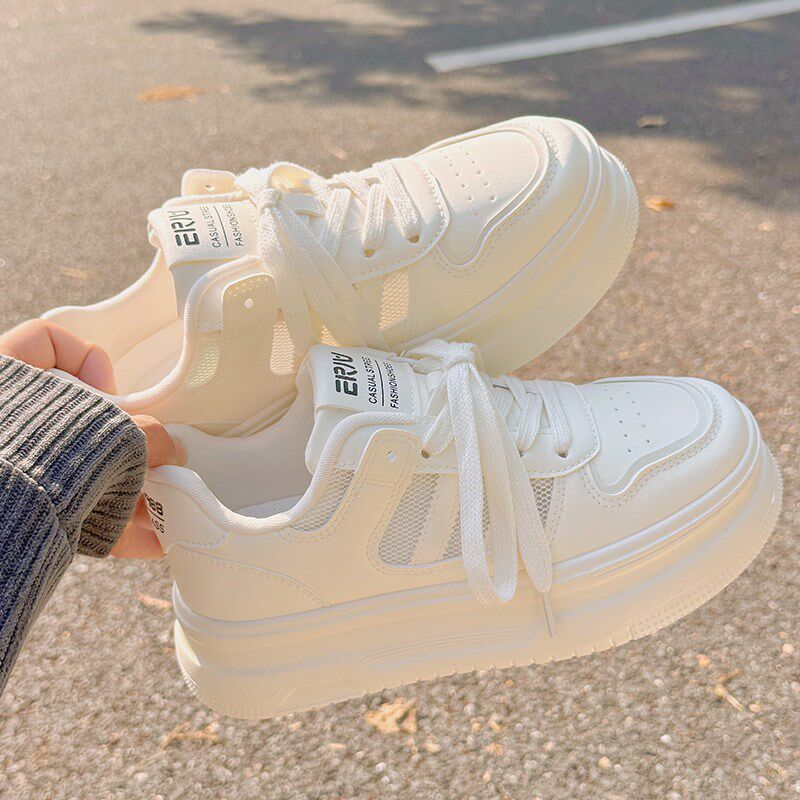 极速夏季女鞋厚底增高小白鞋2026新款I透气网面网鞋配裙子鞋子运