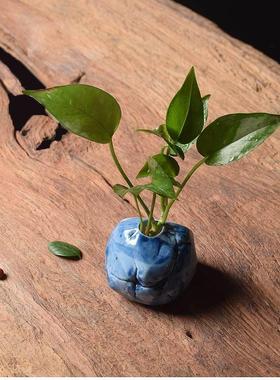 极速l陶瓷培花器多肉花s瓶 手绘青陶石头花插花 办水公室摆瓷件花