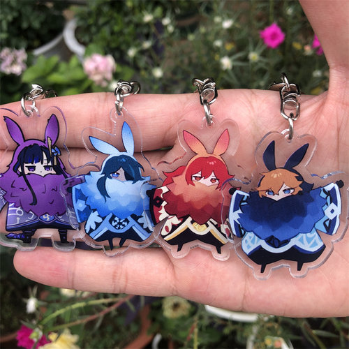 新品Anime Genshin Impact Keychain Abyss Mage BeelTzebul Kaey