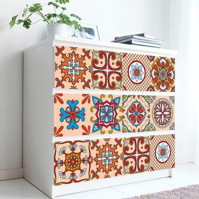 极速10PCSd/Set Vintage Tile Stickers Wall Sticker PVC Bathro