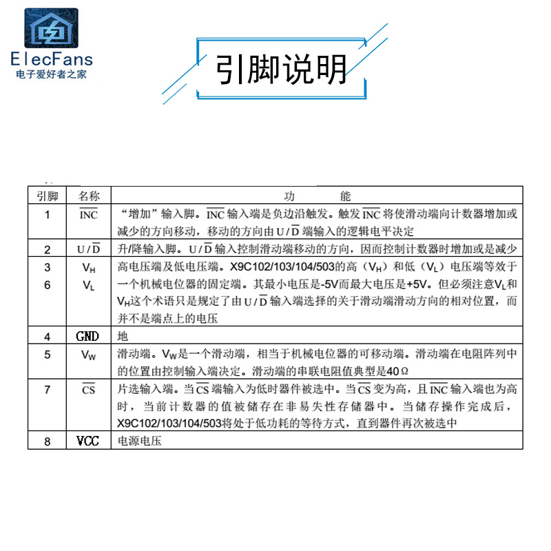 极速X9C104S数字电位器s模块 满量程100K可滑动100阶级 电桥平衡