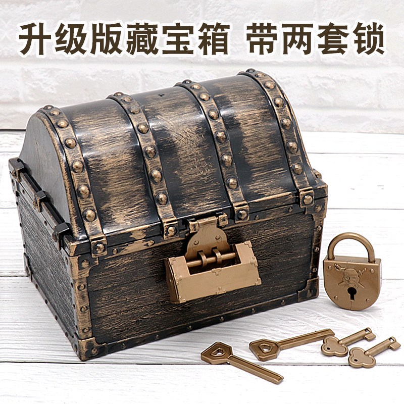 新品万圣节海盗道具藏宝箱金币钱币百宝箱装宝藏盒V子活动舞台演图片