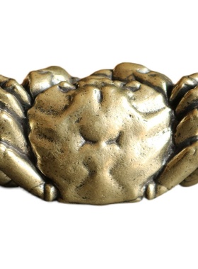 极速创意实心纯黄铜办公桌面小摆件螃蟹大闸蟹古T铜茶宠饰品工艺