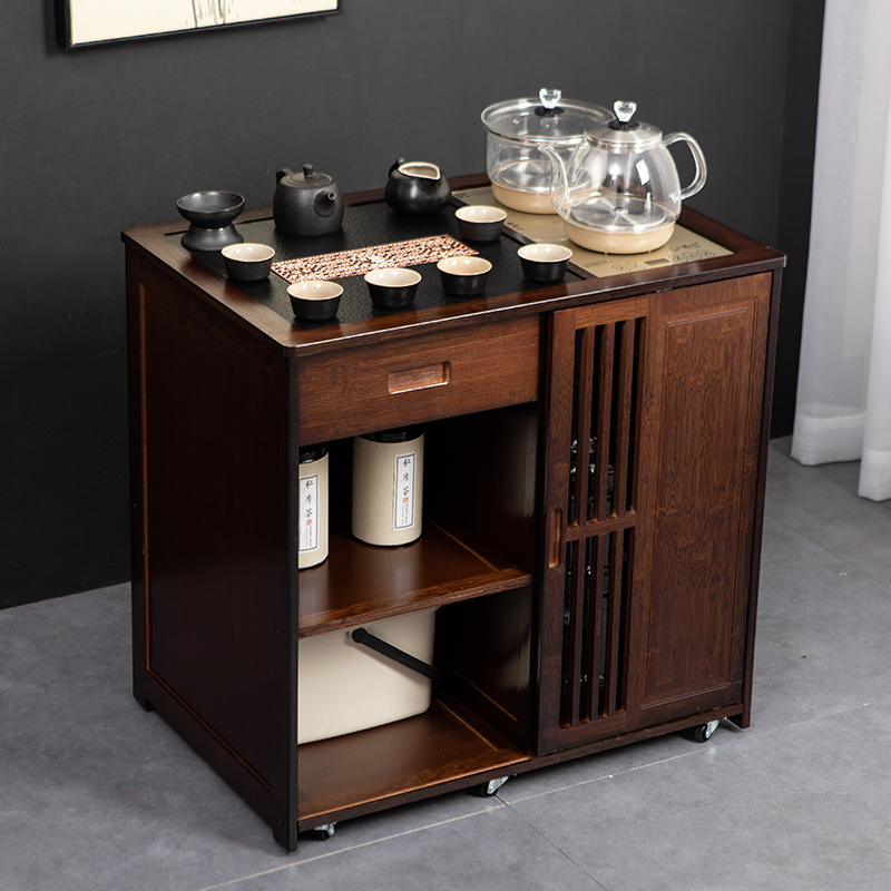 极速新中式家用移动茶桌茶台客y厅茶水柜实木办公泡茶几茶柜烧水