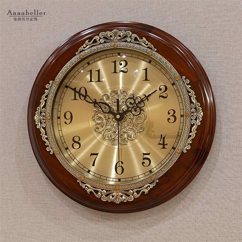 极速新品c2022新款实木挂钟欧式复古 实木I复古挂钟客厅家用时钟