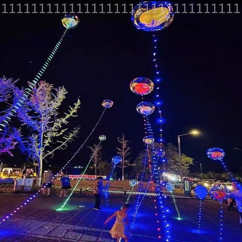飞天娃娃风筝气球网红飘空波波球带灯夜光彩灯灯线风筝地摊球
