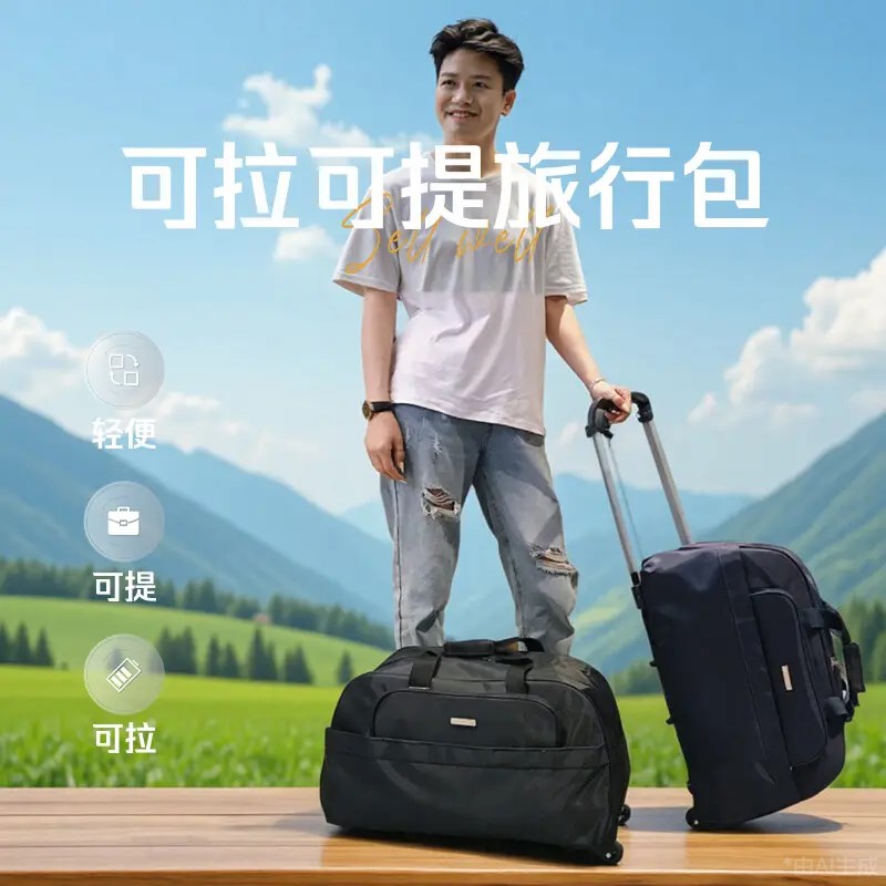 外出短途旅行包拉杆袋轻便防水行李袋短途便携手提包拉杆包大容量