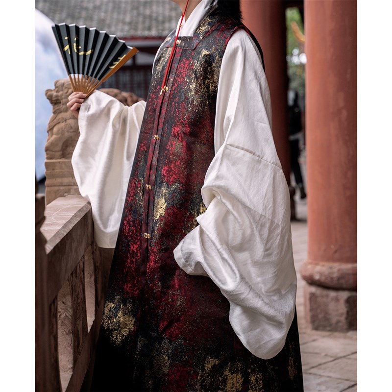 惜物国风 明制汉服方领罩甲织金男女款百搭比甲日常汉服-鎏金罩甲