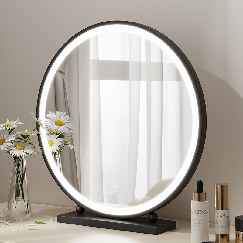 轻奢台式LED带灯化妆镜智能梳妆镜卧室桌面发光美妆镜梳妆台镜子