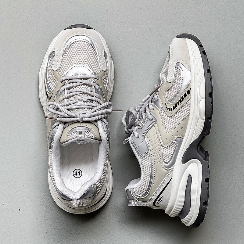 鞋子男潮老爹鞋夏季透气网面运动休闲鞋2025新款小众厚底增高男鞋