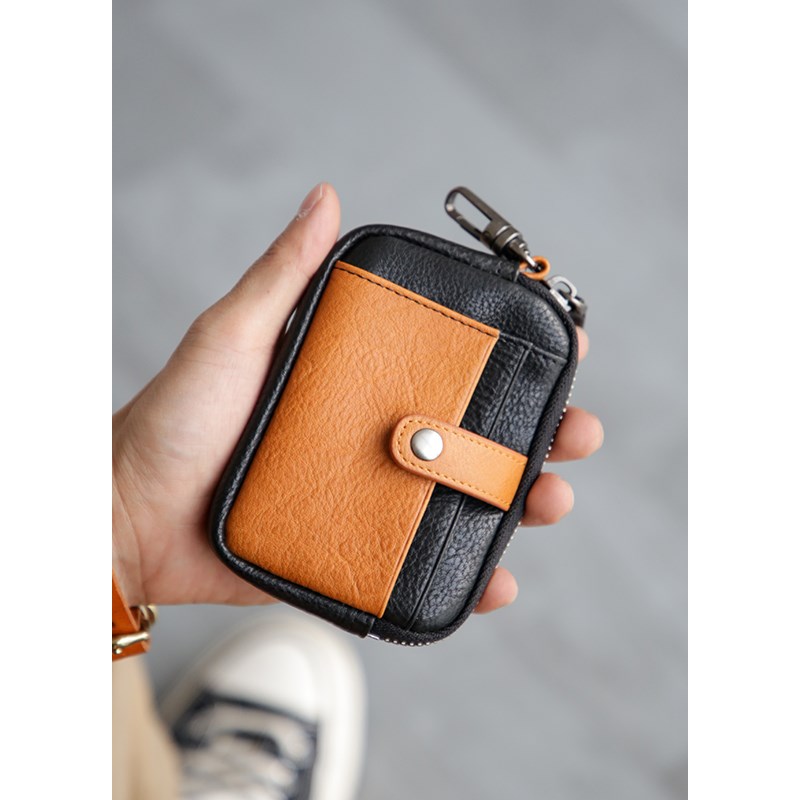 真皮男士小卡包头层牛皮大容量多卡位证件钥匙零钱包多功能小挂包