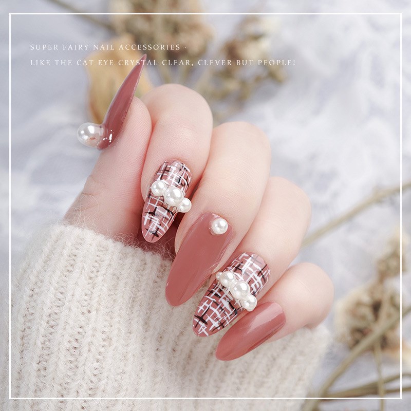 美甲饰品纯白珍珠白色米白圆形全圆diy指甲装饰品材料美甲钻