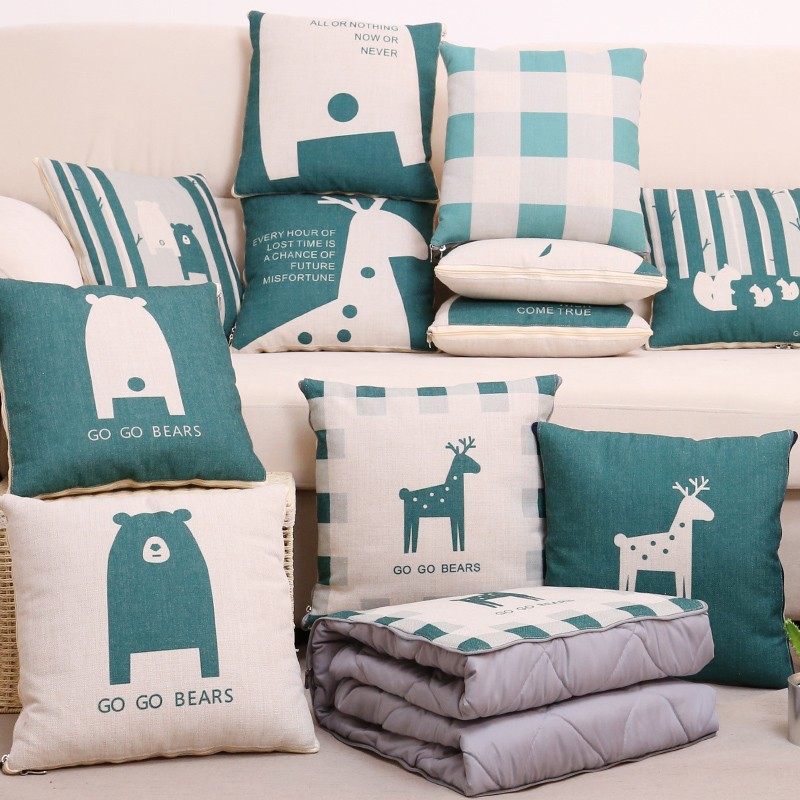 北欧风棉麻卡通抱枕被子两用午睡枕头汽车办公室枕靠垫空调被毯子,居家布艺,抱枕被,淘宝优惠券,粉丝福利购,淘宝优惠卷