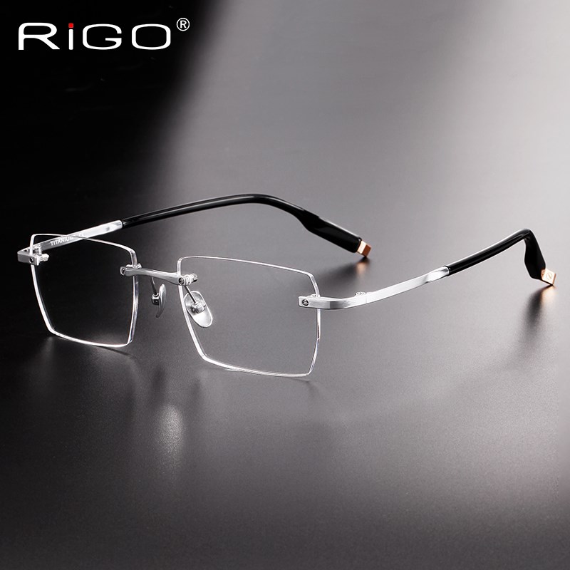 无框眼镜架男大码加长腿 商务超轻近视方框 纯钛眼镜框大脸自适应