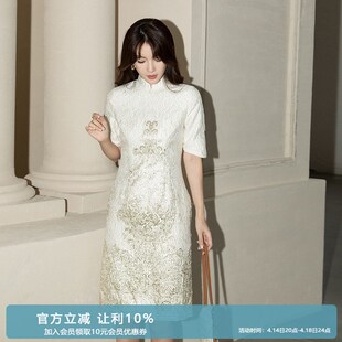 薄如蝉翼重工提花新中式连衣裙减龄复古年轻款温柔仙女改良旗袍裙