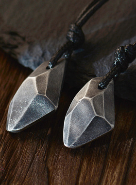 实心纯银复古不规则男女情侣吊坠简约潮流做旧项链礼物 送男女友