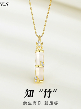 竹节项链纯银女款有你足够知竹女士吊坠小众轻奢生日礼物送女友