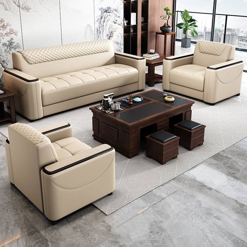 办公沙发茶几组合商务会客接待现代简约办公室洽谈三人位接待沙发