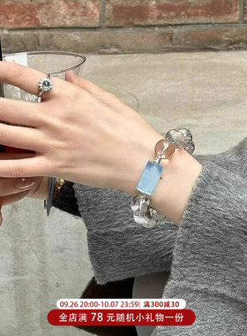 天然白水晶串珠手链精致轻奢高级感小众设计清冷感2024新款手饰女