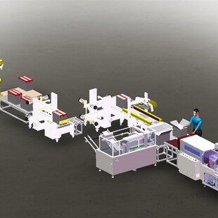 自动化包装设计方案模型3d机械流水线整线开箱机装箱机封箱机