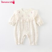 春季 服装 2025新 婴儿服装 女婴连体衣公主满月百日花后宫春季 爬行