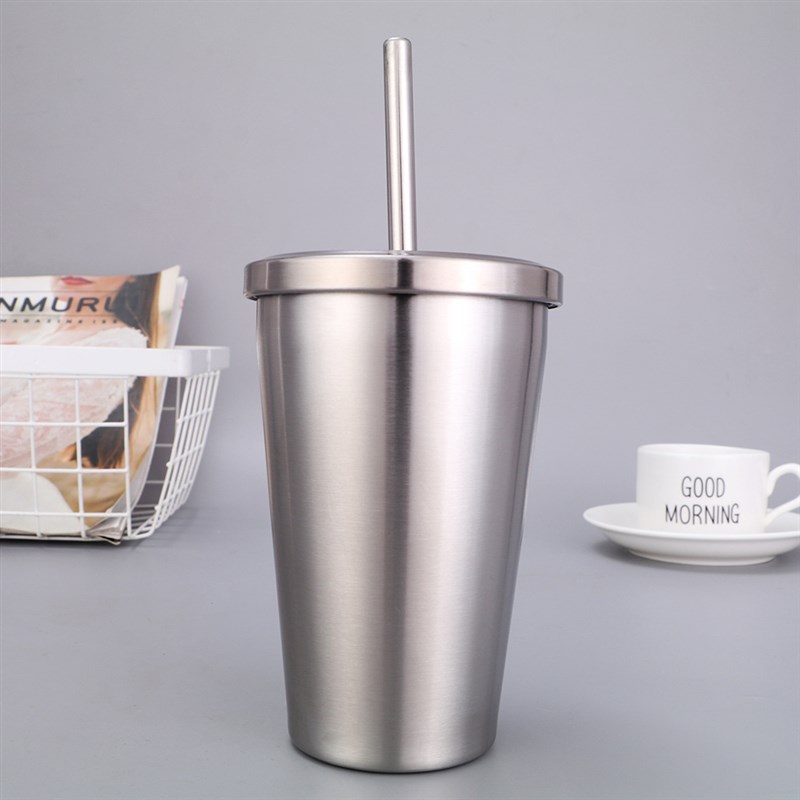 9oz吸管杯 厂家直供304不锈钢真空咖啡杯 创意户外儿童保温杯现货