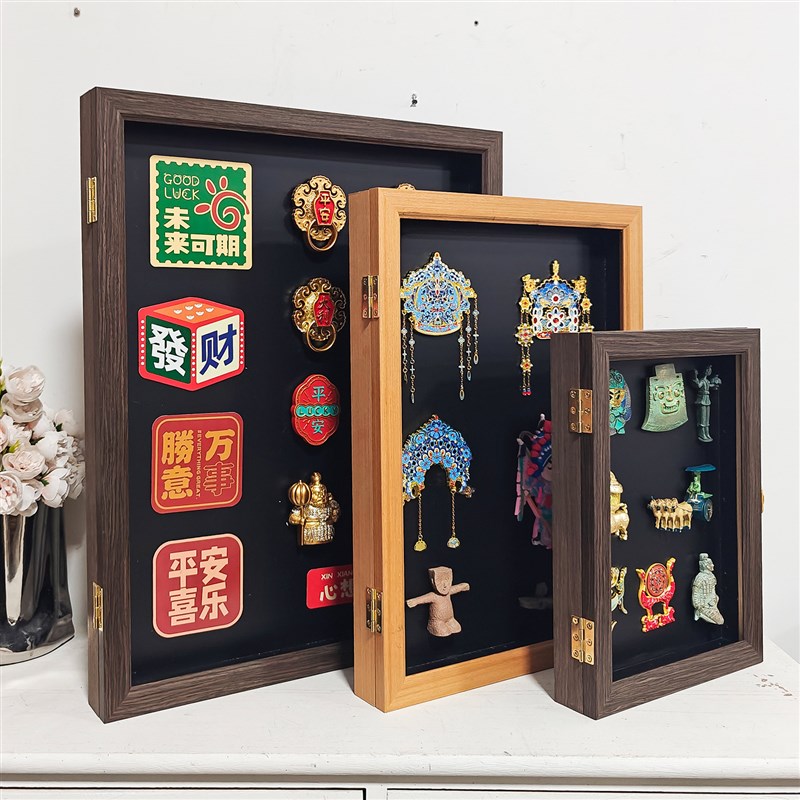 磁吸小黑板冰箱贴展示板磁铁收纳板电表箱遮挡板实木相框带防尘