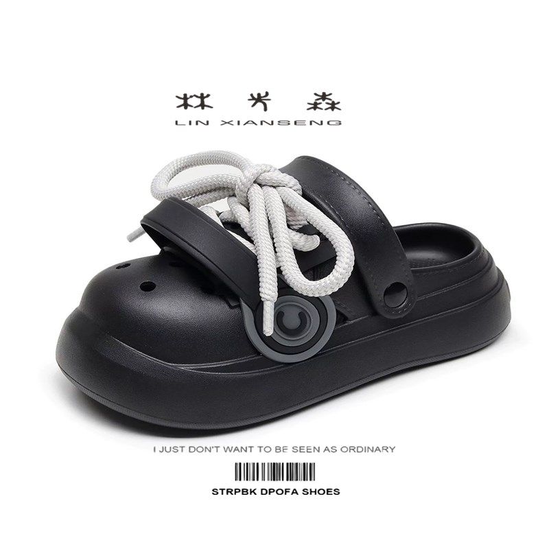 林先森洞洞鞋男款小众踩屎感情侣2025新款厚底男士沙滩鞋外穿凉鞋