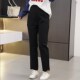 口不规则九分女裤 秋季 2024新款 胖mm裤 大码 高腰显瘦弹力烟管直筒裤
