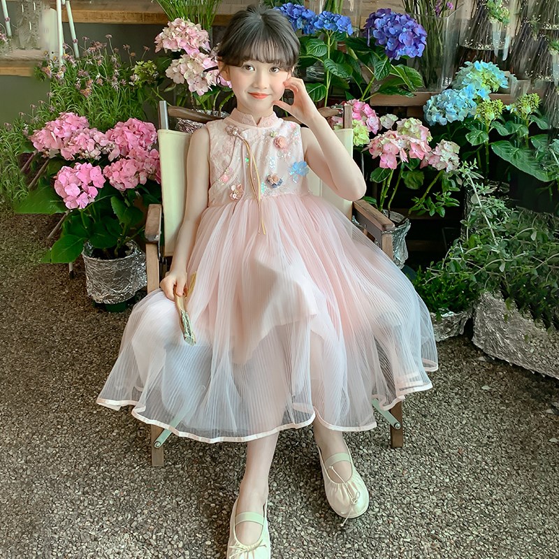 女童连衣裙夏季小女孩裙子2025新款中国风儿童旗袍新中式无袖纱裙