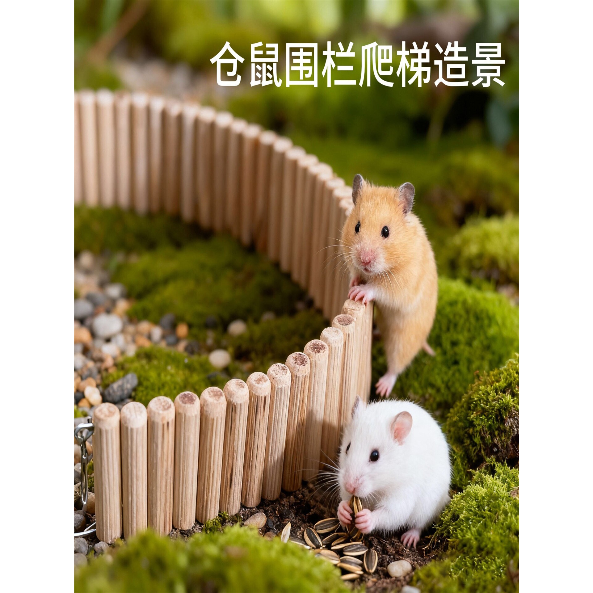 仓鼠小围栏玩具造景用品家具金丝熊栅栏分区爬梯梯子玩具木质