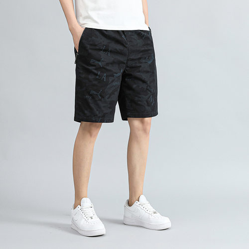 Printed pocket loose five quarter pants印花口袋宽松五分裤男