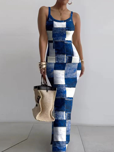 Dress Dress无袖 Long Step 连衣长裙一步裙 One Sleeveless