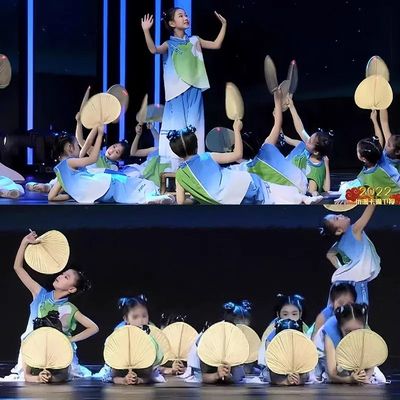 童年夏夜演出服儿童舞蹈蒲扇摇过夏天道具童忆小荷风采外婆桥表演