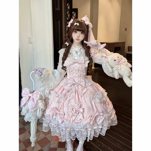 白糖少女丝绒doll感洛丽塔吊带裙
