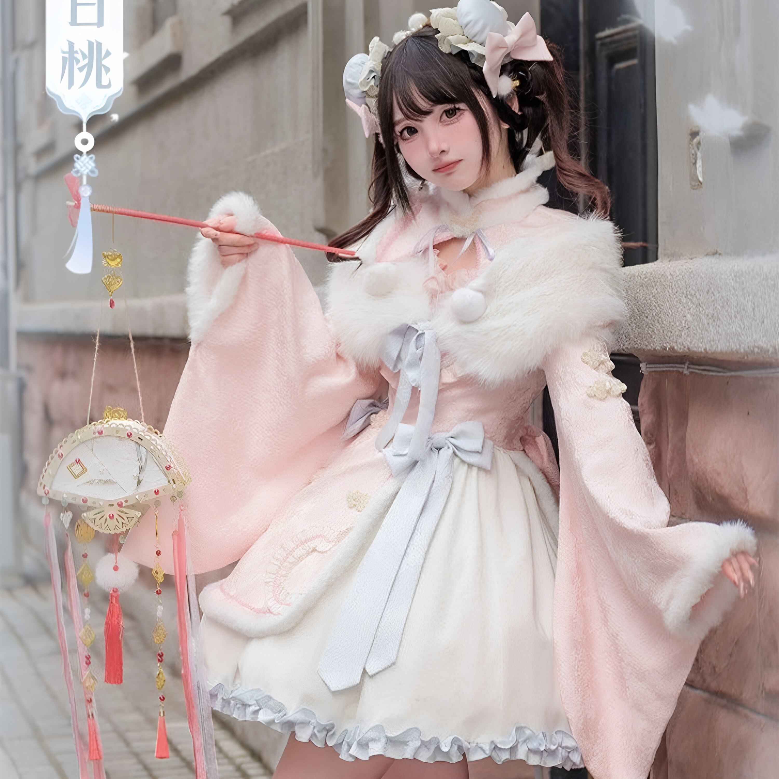 现货春日桃Lolita中华风长袖连衣裙冬款洛丽塔加厚保暖国风套装女