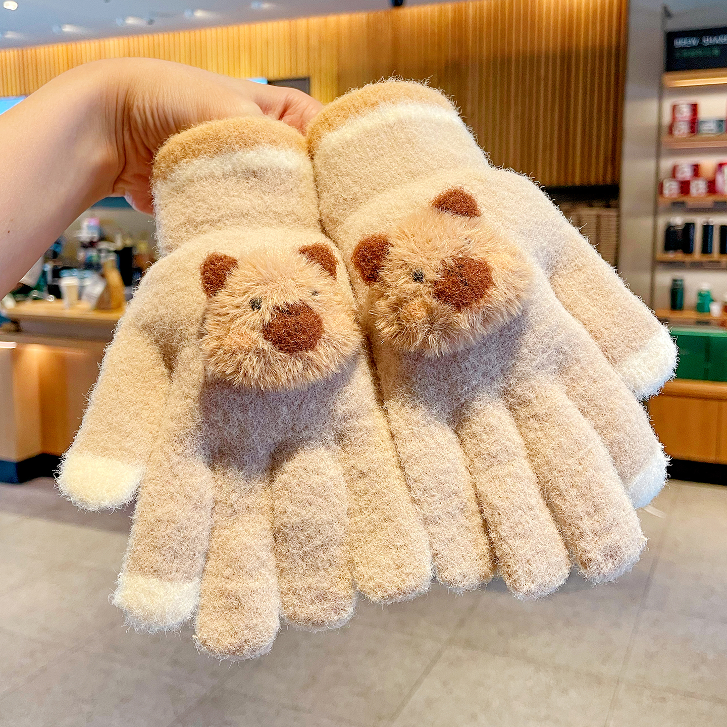 卡皮巴拉儿童保暖手套秋冬加绒