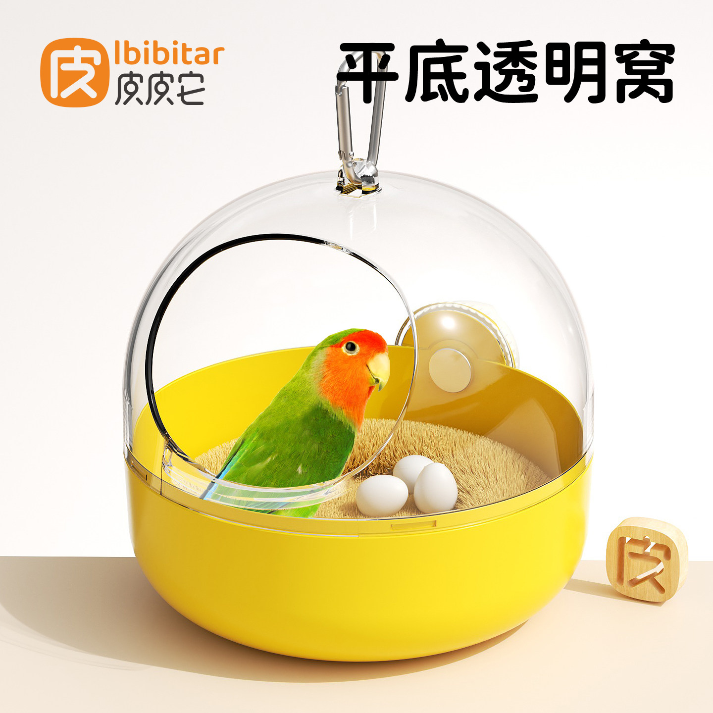 皮皮它透明鸟窝亚克力平底圆形透明鹦鹉窝观赏四季通用悬挂鸟巢窝