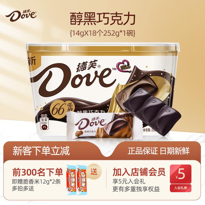 德芙(Dove)巧克力碗装252g纯黑66%可可醇黑巧克力办公室充饥零食属于什么档次？