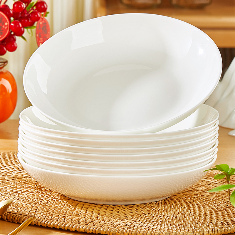 纯白骨瓷盘子简约家用唐山陶瓷