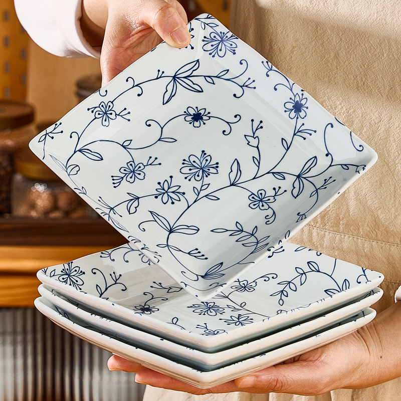 纬廷釉下彩陶瓷时尚家用菜盘