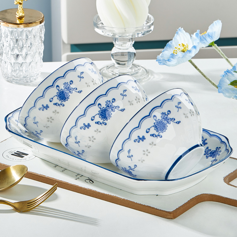 纬廷健康釉下彩陶瓷青花瓷饭碗