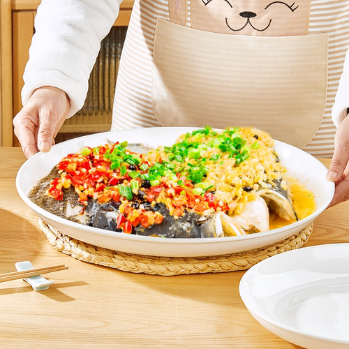 釉下彩陶瓷蒸剁椒鱼头特大深盘