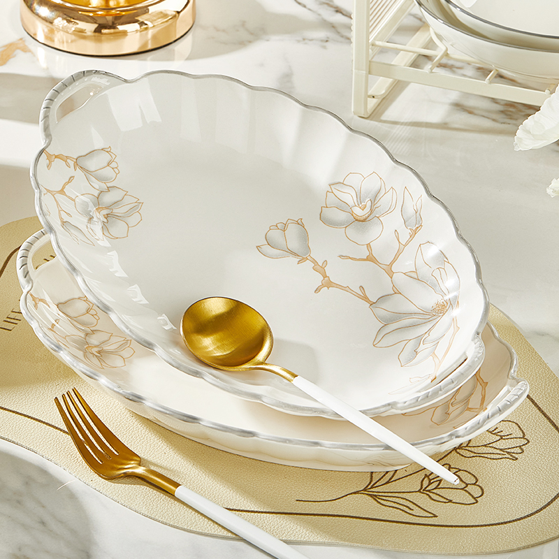 纬廷釉下彩陶瓷时尚家用鱼盘