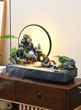 假山流水生财摆件鱼池循环水造景客厅办公室招财风水轮开业乔迁礼